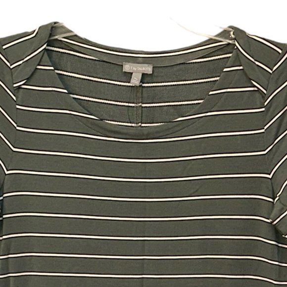 T By Talbots T Shirt Jersey Green Striped Dress Size Medium Petite NEW With Tags - Picture 2 of 10